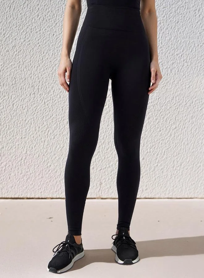 ADOT by Splash Panelled Seamless Leggings with Elasticated Waistband