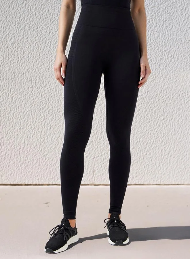 ADOT by Splash Panelled Seamless Leggings with Elasticated Waistband