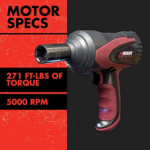 Wagan EL2257 12V DC Mighty Impact Wrench, 1/2 inch 12 Volt Electric Impact Wrench Kit, 271 ft-lbs, Tire Repair Tools with Sockets and Carry Case - Image 2