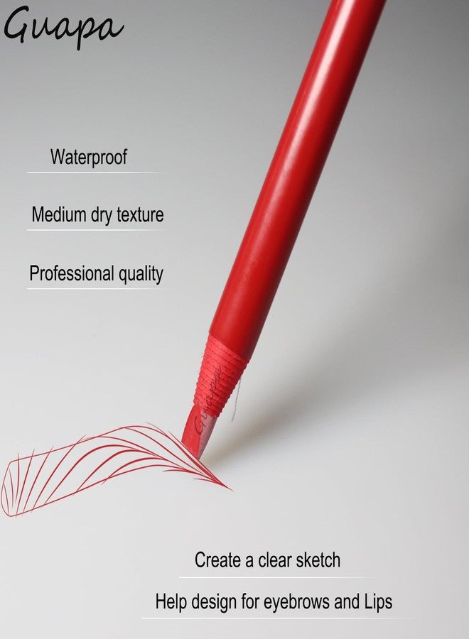 Guapa 2pcs Permanent Makeup Red Pencil Eyebrow and Lip Mapping with Brush Hard Core Peel Off Lip Tattoo Design Pencil (2pcs) - Image 4