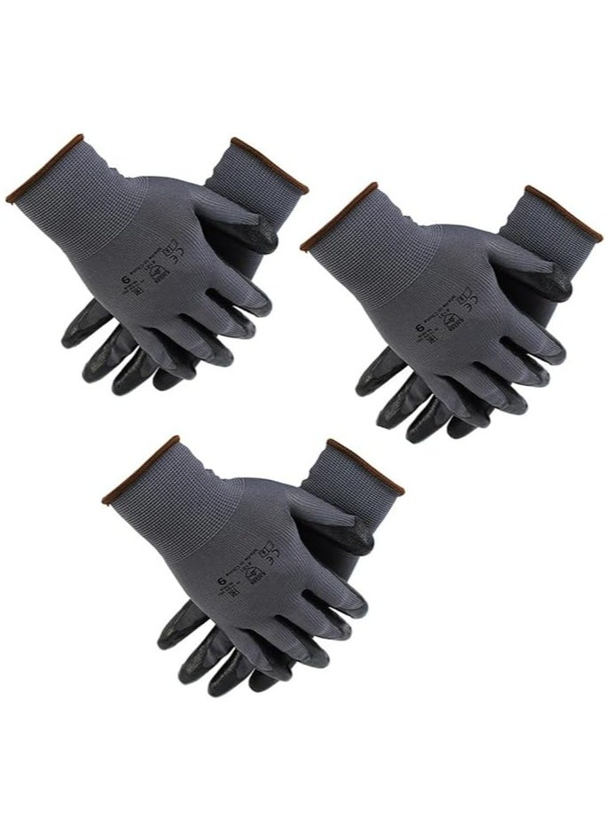 Oasisgalore 3 Pairs Safety Work Gloves Oven Gloves Industrial Hand Gloves with Grip  - Image 1