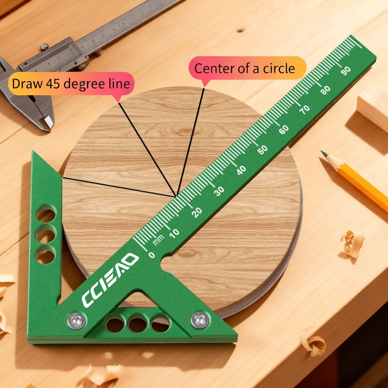 أداة تعليم الزوايا من سبائك الألومنيوم 45 درجة قياس متري - Image 1