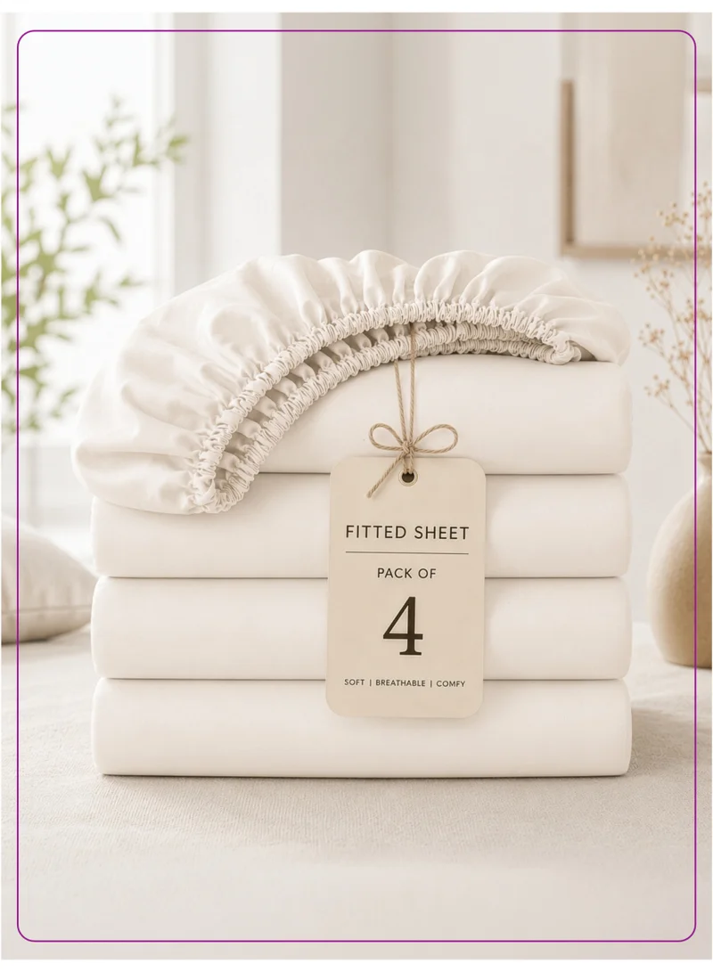 Donetella Super King Fitted Sheets 200x200 cm – Pack of 4 | OEKO-TEX Certified Brushed Microfiber | Deep Pocket with 360° All-Round Elastic | Ultra Soft, Wrinkle Resistant, Easy Care | Safe for Sensitive Skin
