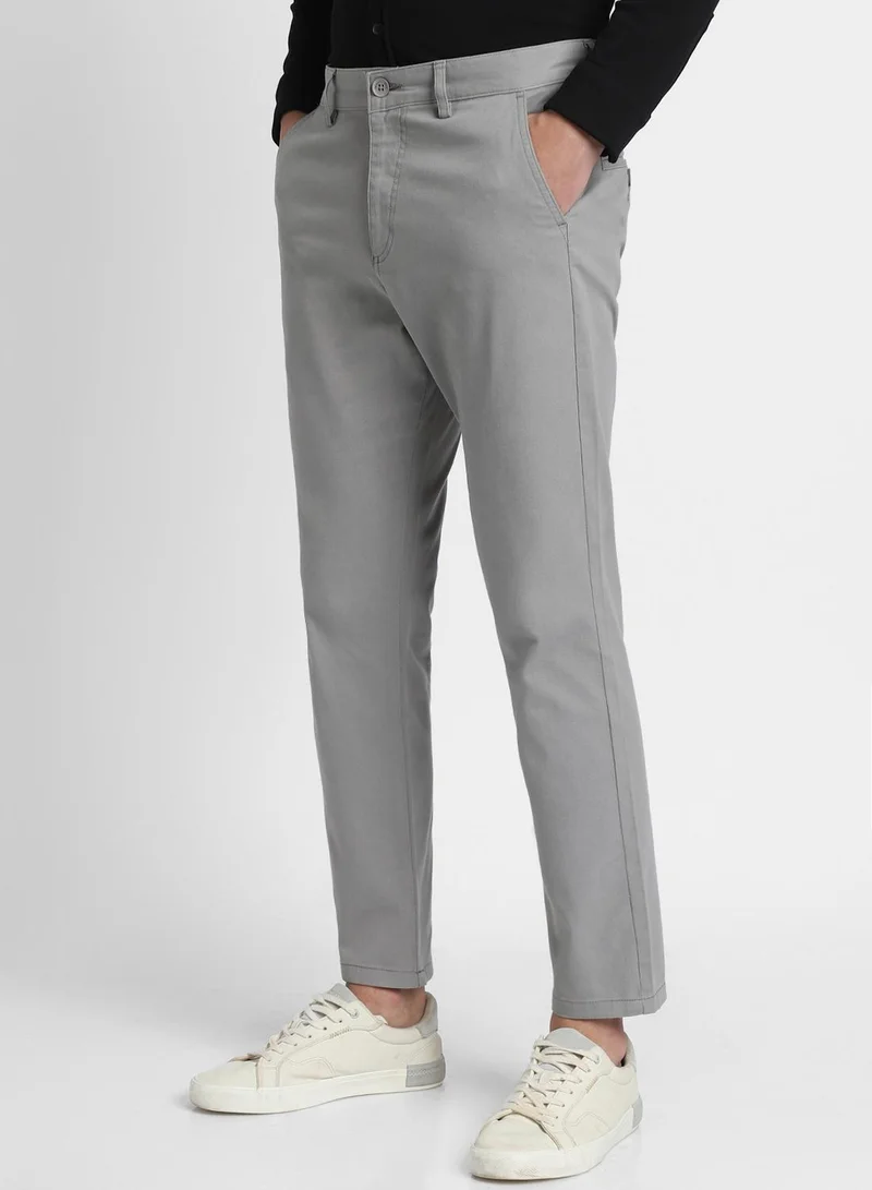 Dennis Lingo Regular Fit Mid Grey Chinos Pants For Men