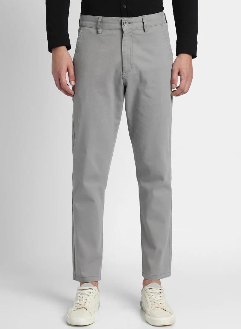 Dennis Lingo Regular Fit Mid Grey Chinos Pants For Men