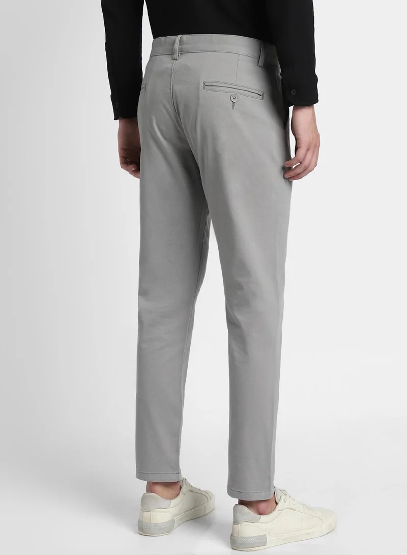 Dennis Lingo Regular Fit Mid Grey Chinos Pants For Men
