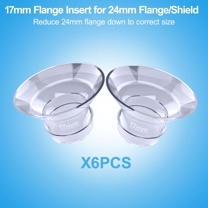 Juome 6Pcs Flange Inserts 17mm Compatible with Momcozy Wearable Breast Pump S12 Pro/S9 Pro/S12/S9, for TSRETE/Spectra/Medela 24mm Shields/Flanges, Reduce 24mm Tunnel Down to 17mm - Image 3
