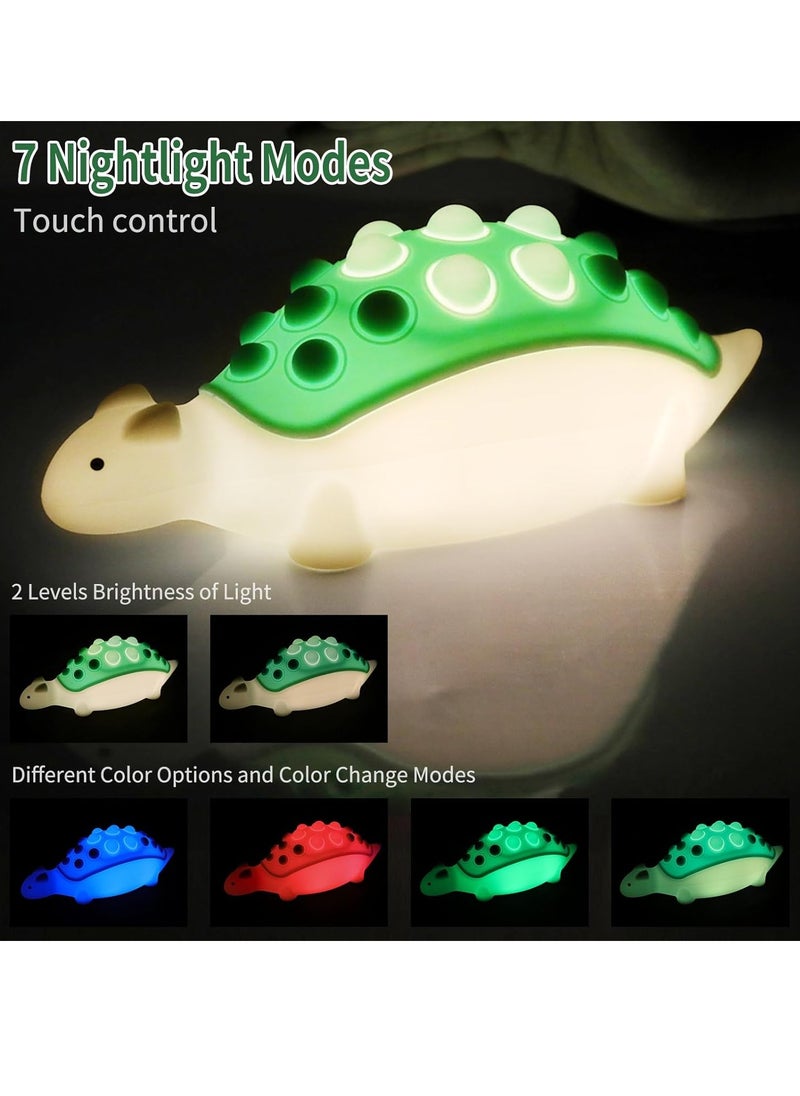 Gonice - Kids Night Light,Silicone Nursery Dino Lamp with Pop Bubble,7 Nightlight Modes Rechargeable Bedside Touch Lamp,Baby Room Decor,Cute Lamp Dinosaurs Gifts for Toddler - Image 1