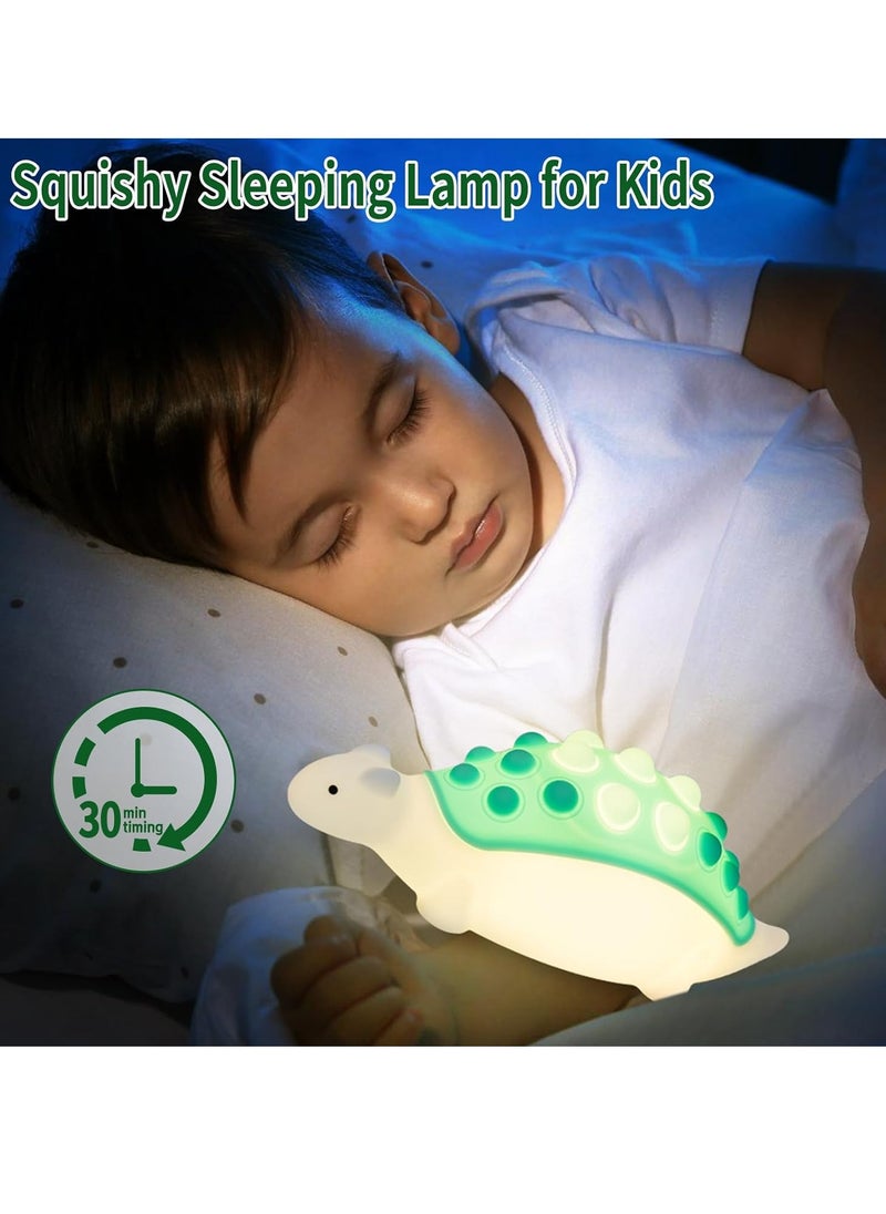 Gonice - Kids Night Light,Silicone Nursery Dino Lamp with Pop Bubble,7 Nightlight Modes Rechargeable Bedside Touch Lamp,Baby Room Decor,Cute Lamp Dinosaurs Gifts for Toddler - Image 1