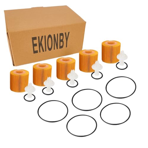 EKIONBY 04152-YZZA1 Engine Oil Filter Kit compatible for Toyota Avalon Camry RAV4 Sienna Lexus ES300h ES350 IS200t RX350 RX450h and More Replace,04152-31090 (Orange, 5PCS 04152-YZZA1) - Image 1