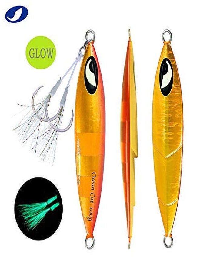 OCEAN CAT 5 PCS Slow Fall Pitch Lead Metal Flat Fishing Jigs Lures Sinking Vertical Jigging Bait with Butterfly Hook for Saltwater Fishing (Each Color 1 pc (5pcs), 150g) - Image 2