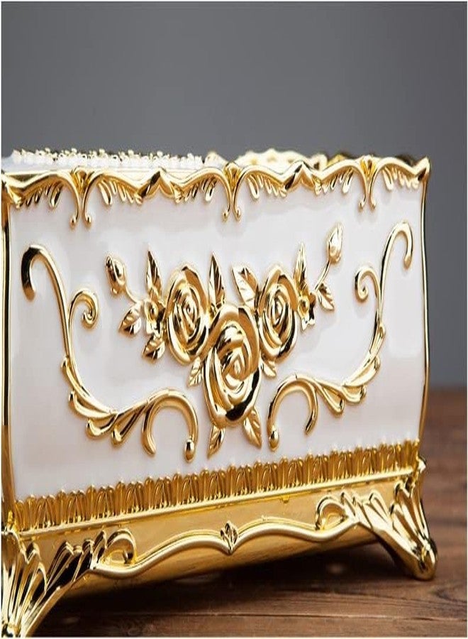 Wrixty Tissue Box Cover Hand Tissue Box Holder European Stainless Steel Tissue Box Cover, Creative Square Tissue Holders, Facial Tissue Dispenser with Storage (3 Compartment) (Golden) - Image 5