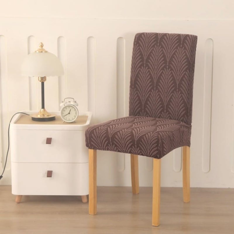 Styleys Stretch Jacquard Dining Chair Cover Removable Washable Dining Room Chair Cover Protector Seat Slipcover Pack of 6 Chocolate JYMC9 - Image 2