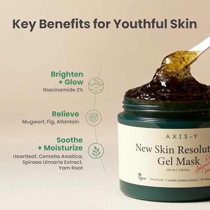 AXIS-Y New Skin Resolution Gel Mask Mugwort with 2% Niacinamide - Spot Treatment for Face, Barrier Repair & Brightening - Vegan Korean Skin Care Face Mask - 3.38 fl. oz. - Image 4