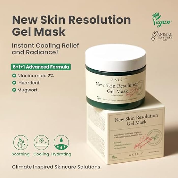AXIS-Y New Skin Resolution Gel Mask Mugwort with 2% Niacinamide - Spot Treatment for Face, Barrier Repair & Brightening - Vegan Korean Skin Care Face Mask - 3.38 fl. oz. - Image 2