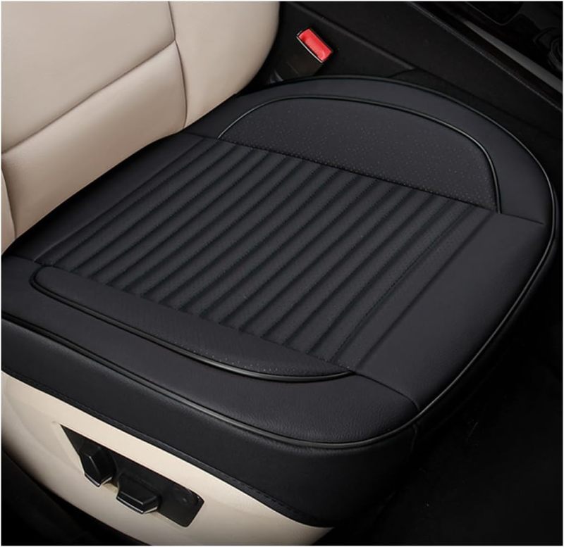 Car Seat Protector: Black Waterproof Leather, Breathable & Durable, Front Pocket Storage - Scratch Resistant, Pressure Relief Seat Pad for Front Car Seat Protection, Vehicle Interior Use - Image 2