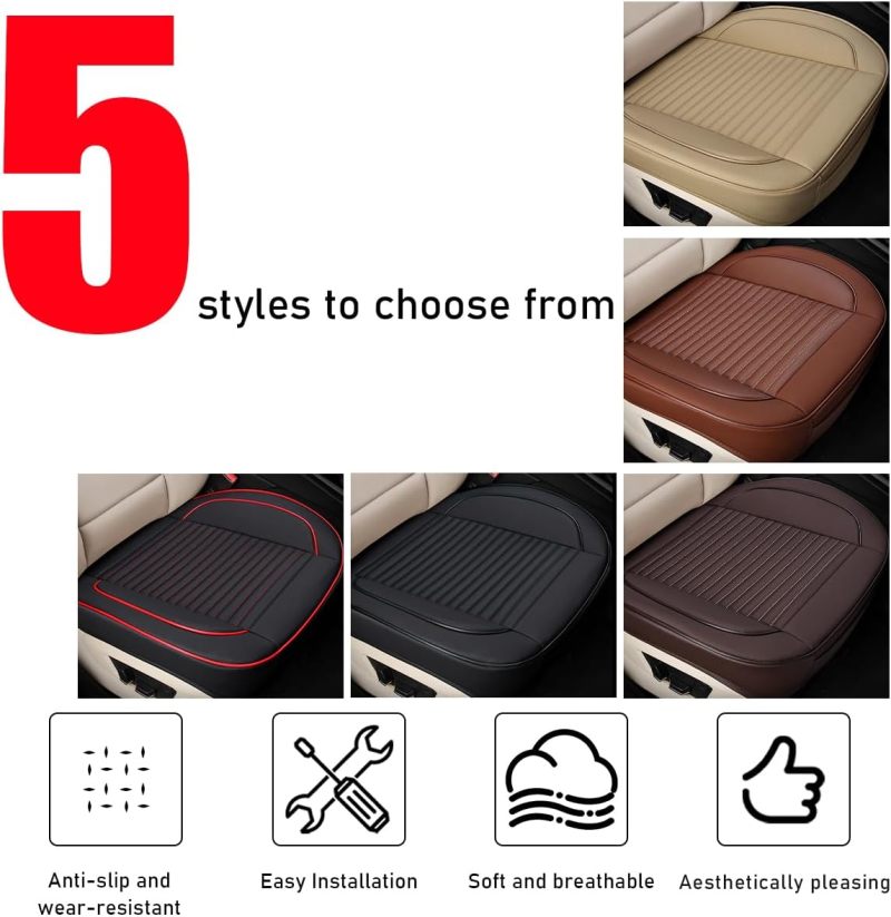 Car Seat Protector: Black Waterproof Leather, Breathable & Durable, Front Pocket Storage - Scratch Resistant, Pressure Relief Seat Pad for Front Car Seat Protection, Vehicle Interior Use - Image 5