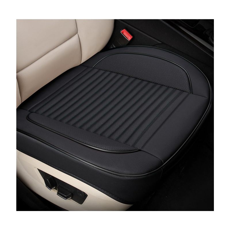 Car Seat Protector: Black Waterproof Leather, Breathable & Durable, Front Pocket Storage - Scratch Resistant, Pressure Relief Seat Pad for Front Car Seat Protection, Vehicle Interior Use - Image 1