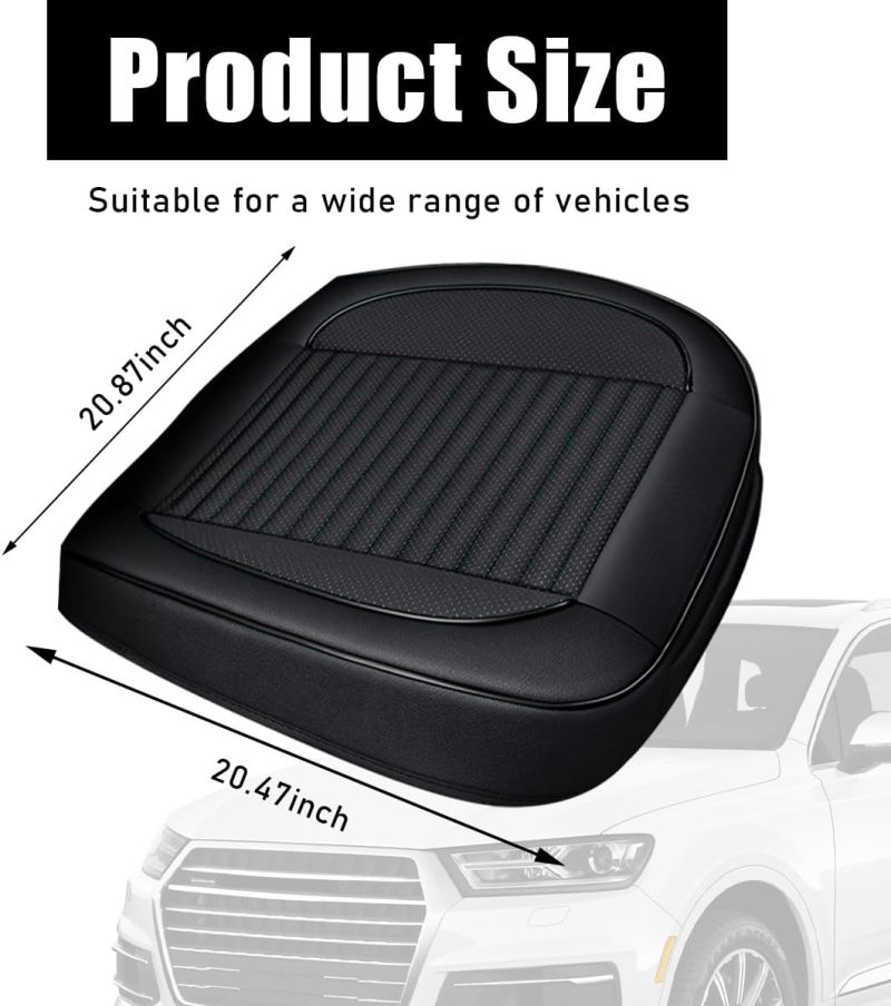 Car Seat Protector: Black Waterproof Leather, Breathable & Durable, Front Pocket Storage - Scratch Resistant, Pressure Relief Seat Pad for Front Car Seat Protection, Vehicle Interior Use - Image 3