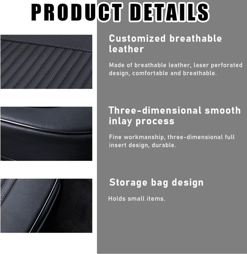 Car Seat Protector: Black Waterproof Leather, Breathable & Durable, Front Pocket Storage - Scratch Resistant, Pressure Relief Seat Pad for Front Car Seat Protection, Vehicle Interior Use - Image 4