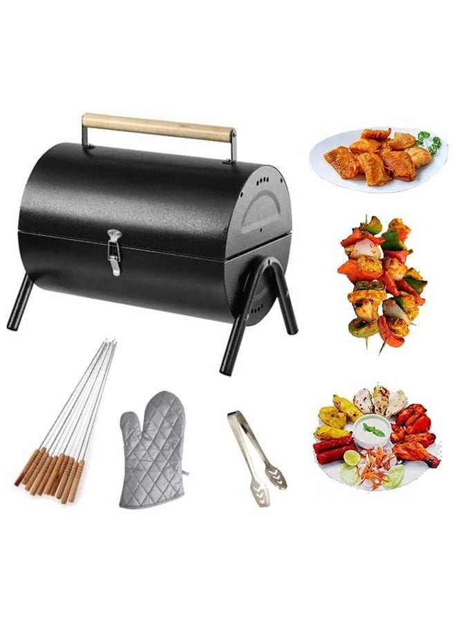 Generic Portable Round Top Lightweight Barbecue Grill with 3-Piece Tool Set | Outdoor Steel BBQ for Garden, Camping & Picnic | Durable Tabletop Grill UAE  - Image 1