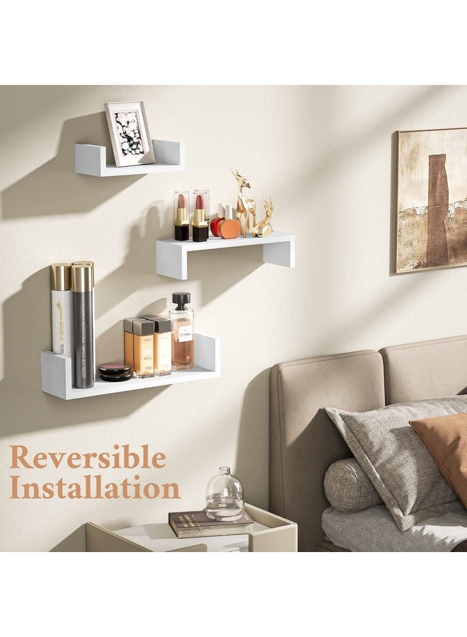 SRIWATANA SRIWATANA Floating Shelves Wall Mounted, Solid Wood Wall Shelves, White - Image 1