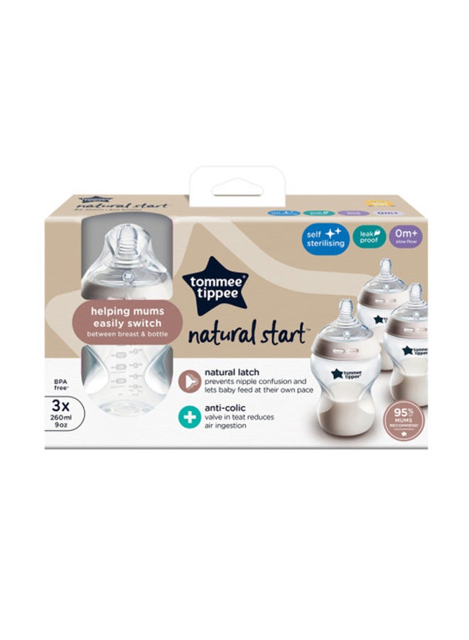 tommee tippee Pack Of 3 Baby Feeding Bottle 260 ML, 0 Months + - Image 2