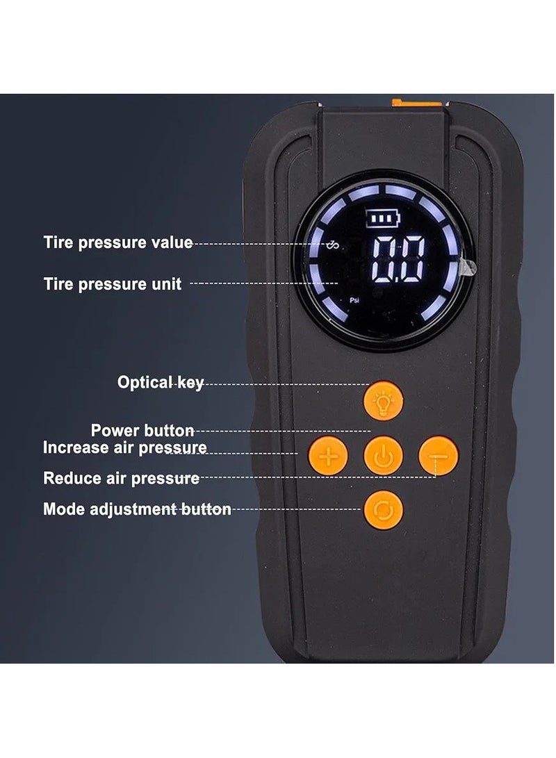 Inflatable Car Pump Jump Starter LED Full Screen Display Jump Starter Power Supply Lightweight Fast Inflatable Jump Starter Battery for Cars Motorcycles Bicycles and E Bikes - Image 2