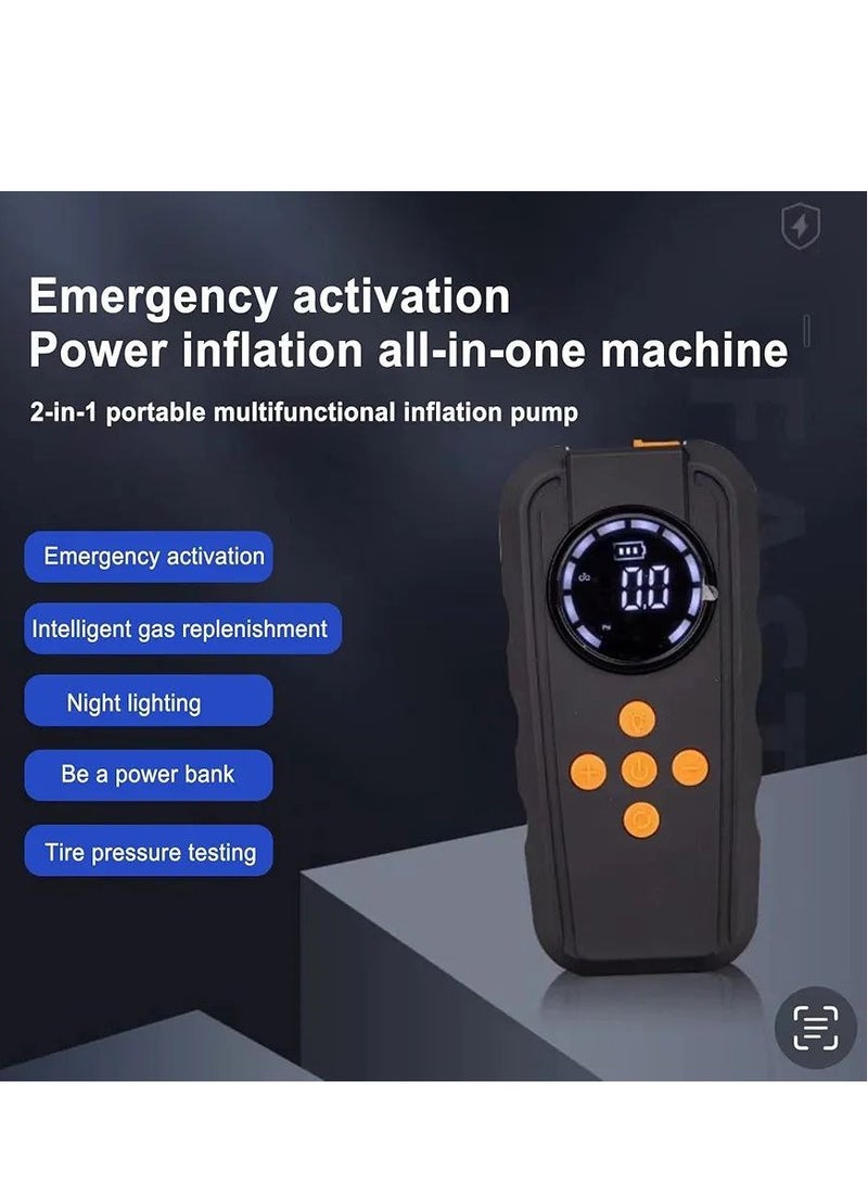 Inflatable Car Pump Jump Starter LED Full Screen Display Jump Starter Power Supply Lightweight Fast Inflatable Jump Starter Battery for Cars Motorcycles Bicycles and E Bikes - Image 4
