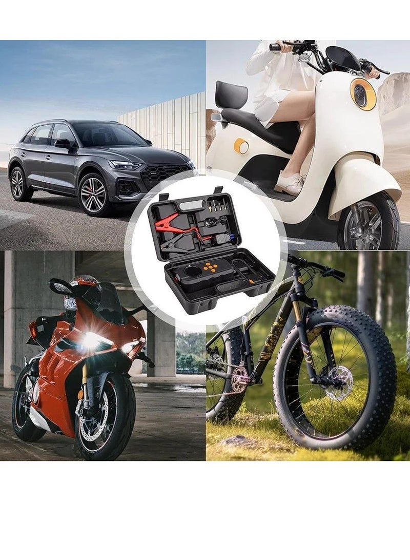 Inflatable Car Pump Jump Starter LED Full Screen Display Jump Starter Power Supply Lightweight Fast Inflatable Jump Starter Battery for Cars Motorcycles Bicycles and E Bikes - Image 5