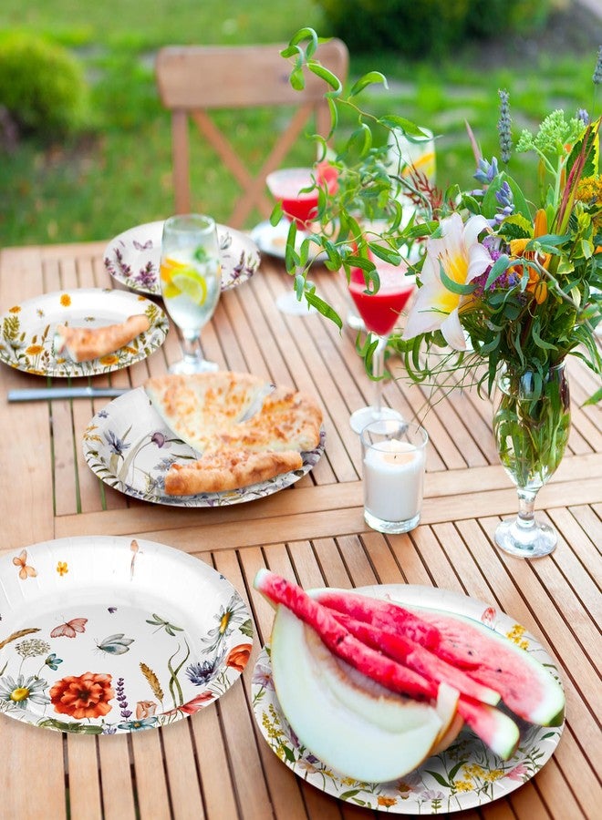 Zhehao 50 Pcs Wildflower Paper Plates 9 Inch Disposable Summer Plates Party Decoration for Birthday Picnic Spring Wedding Baby Shower - Image 5