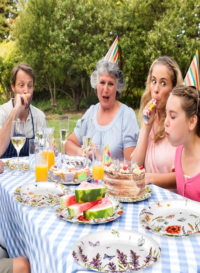 Zhehao 50 Pcs Wildflower Paper Plates 9 Inch Disposable Summer Plates Party Decoration for Birthday Picnic Spring Wedding Baby Shower - Image 4