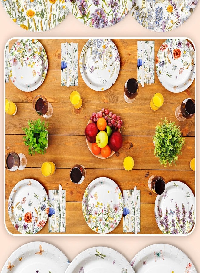 Zhehao 50 Pcs Wildflower Paper Plates 9 Inch Disposable Summer Plates Party Decoration for Birthday Picnic Spring Wedding Baby Shower - Image 3