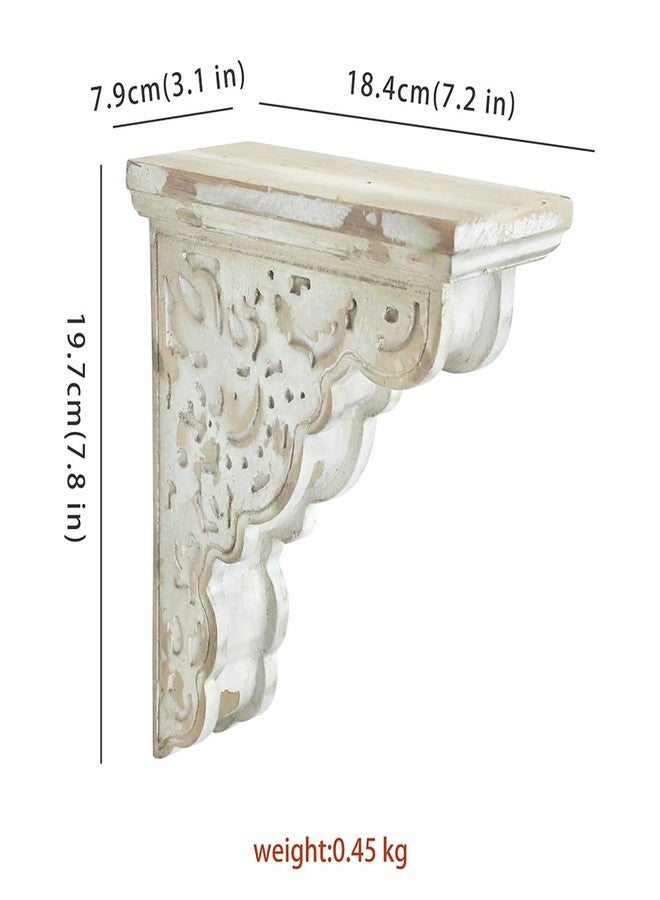 All Chic Set of 2 Corbels for Shelves Wood Corbels Decorative Shelf Brackets Farmhouse Decor Wooden Vintage Shelf White Floating Wall Shelf Long - Image 2