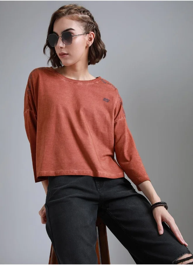 هاي ستار Women Rust T-shirts
