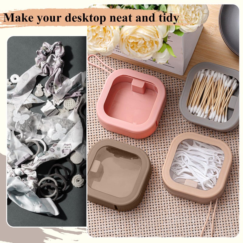 Kathfly 4 Pcs Multicolor Hair Tie Organizer Portable Hair Accessory Storage Containers Stackable Tie Bobby Pin Holder Home Cotton Swab Dispenser Accessories Jewelry Organizer Box - Image 3