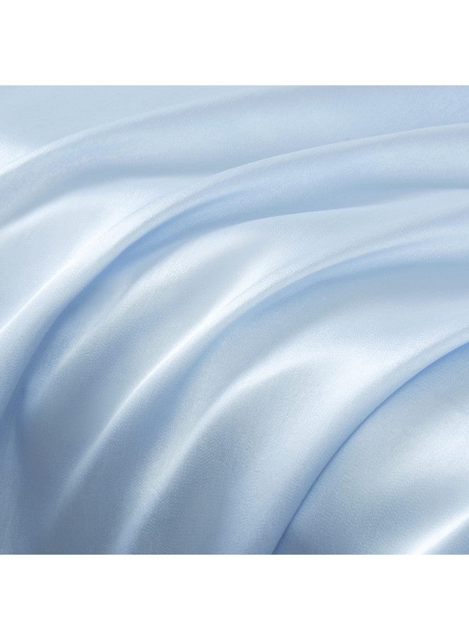SiinvdaBZX Ruffled Queen Satin Pillowcase Set of 2, Baby Blue Silky Satin Pillow Cases for Women Ruffle Pillow Shams Covers Princess Room Decoration, with Envelope Closure - Image 4
