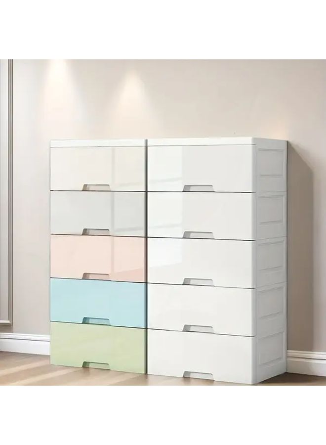 Khaki 4 Layer Wide Storage Cabinet Heavy Duty Plastic Organizer With Drawers - Image 5