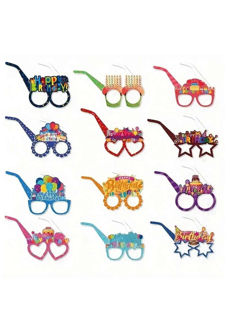 Mordely 12pcs Birthday Party Glasses, Variety Designs, Colorful Happy Birthday Sunglasses  - Image 4