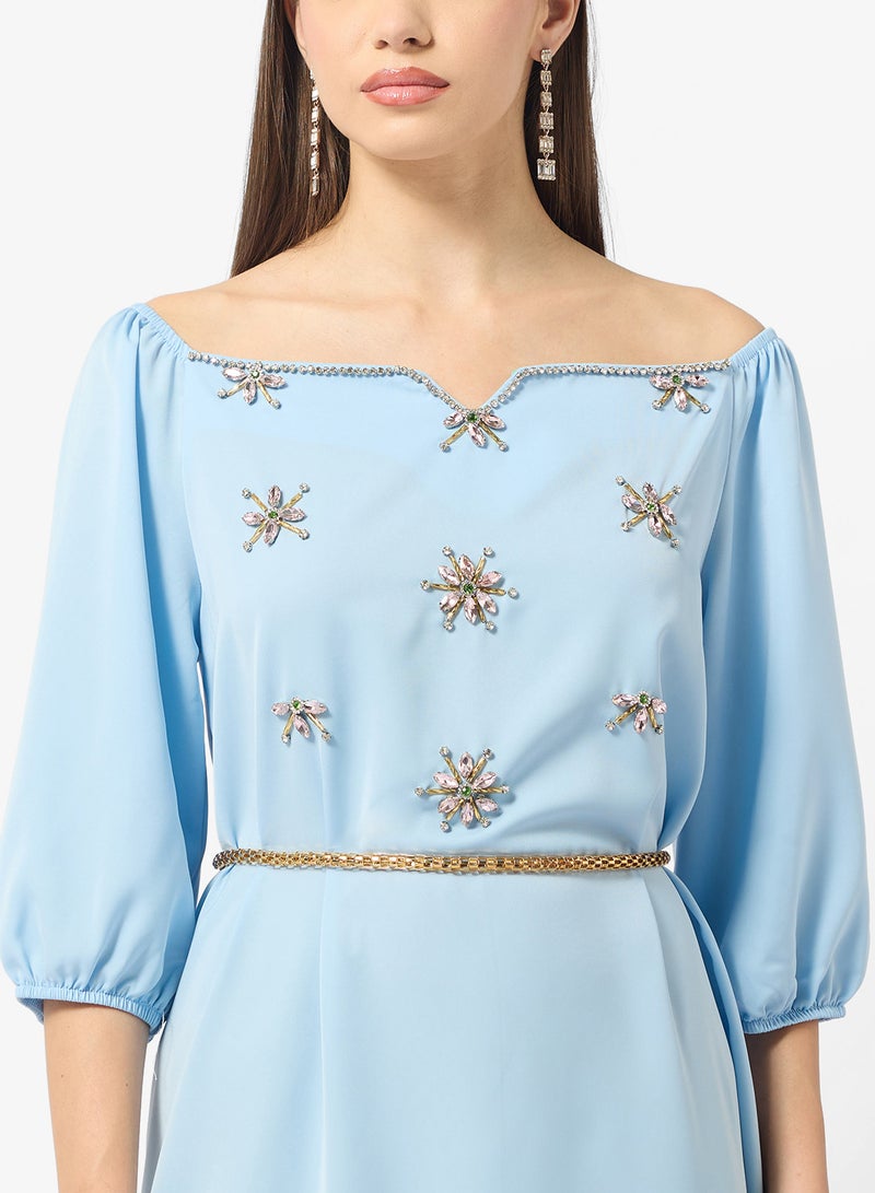 ELLA Off Shoulder Embellshed Dress - Image 3