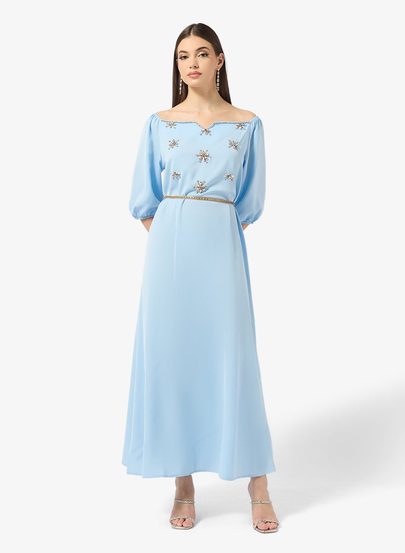 ELLA Off Shoulder Embellshed Dress - Image 4
