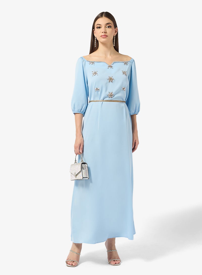 ELLA Off Shoulder Embellshed Dress - Image 1