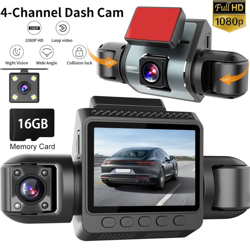 Sendao 9720D 1080P كاميرا رباعية الاتجاهات، تسجيل أمامي يسار يمين خلفي، تسجيل حلقي - Image 5