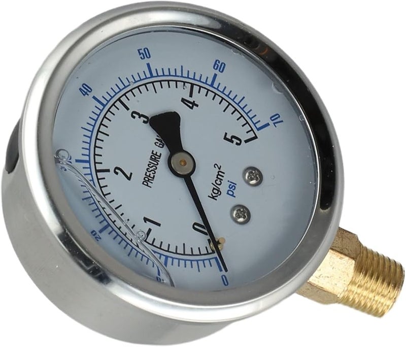 YN 60 مقياس ضغط الزيت الهيدروليكي من الفولاذ المقاوم للصدأ والنحاس 0-5 كجم وجه 60 مم فضي - Image 4