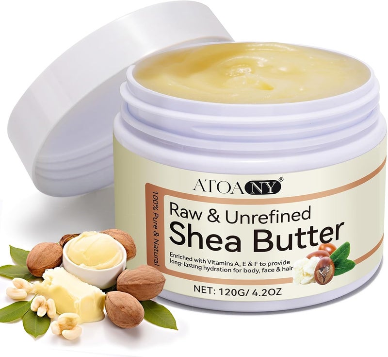 Organic Shea Butter Raw Unrefined Shea Butters with vitamins A E F Nourishes Soothes Softens Dry Skin Natural Longlasting Hydration Pure Shea Butter for Body Face Hair Care