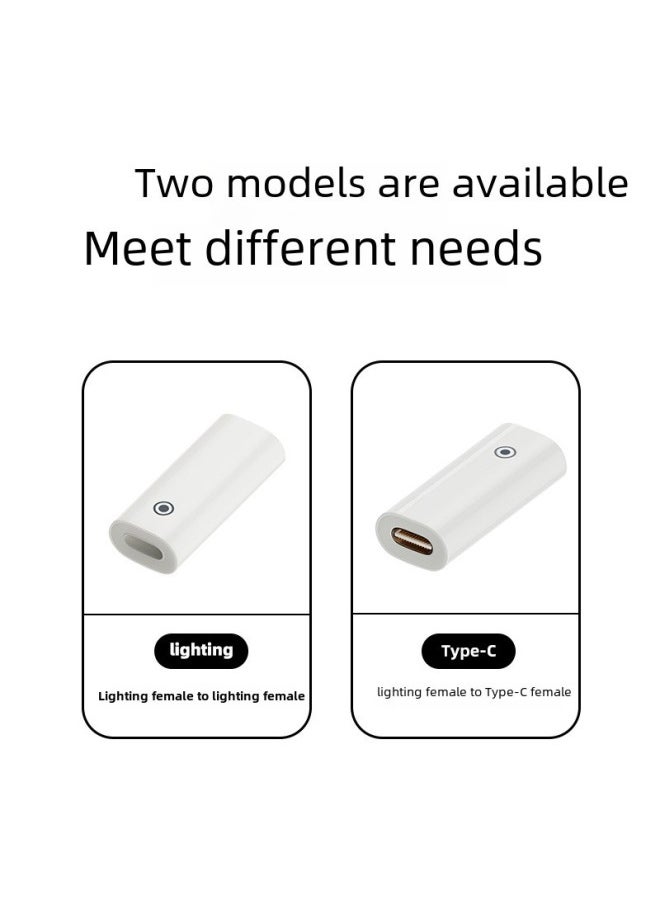 Generic Suitable For Apple Pen First Generation Second Generation Charging Adapter With Chip Apple Pencil Stylus Adapter-Interface Form:lightning Mother To C Mother (white)  - Image 2
