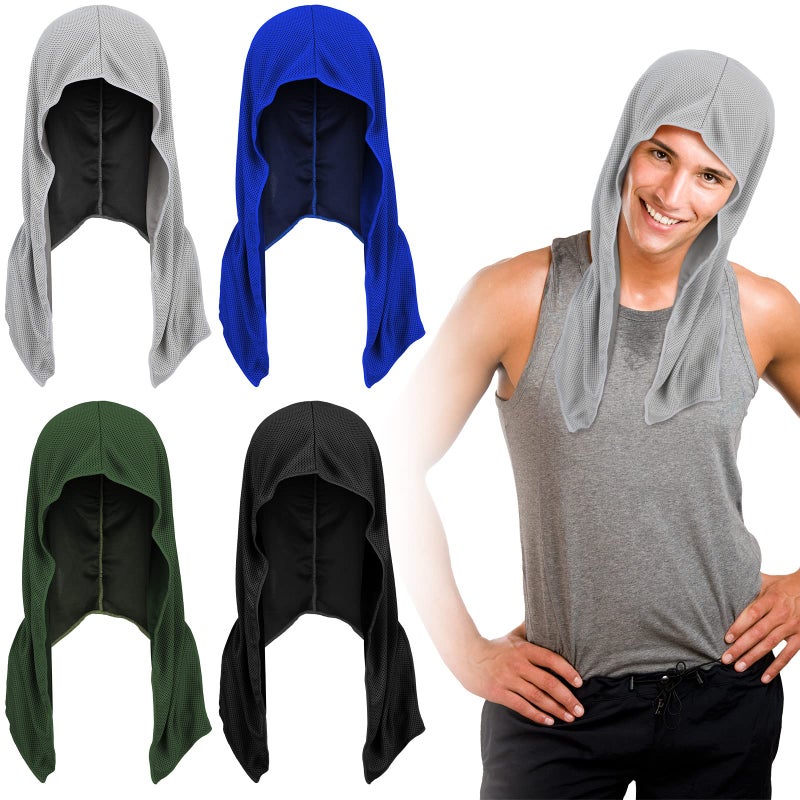 Bencailor 4 Pack Cooling Hoodie Towels Cooling Towels for Neck and Face Head Wrap UPF 50 UV Protection for Sport Workout(Stylish Color) - Image 1