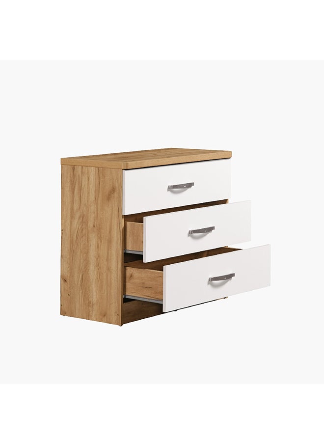 Home Box Juno 3-Drawers Young Dresser White/Brown 80 x 75 x 41 cm  - Image 3