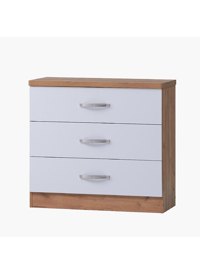 Home Box Juno 3-Drawers Young Dresser White/Brown 80 x 75 x 41 cm  - Image 2