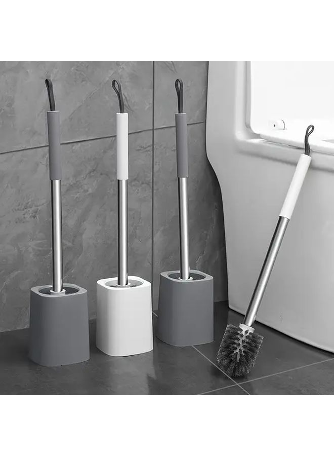 Grey 360 Rotating Toilet Brush Holder Set No Drill Splash Proof Space Saving Bathroom Cleaning System - Image 2